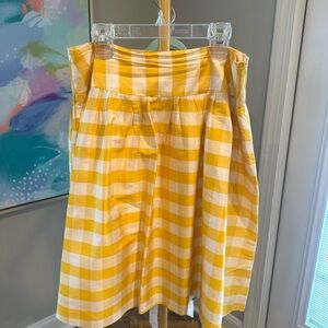 Yellow and White Silk Gingham Skirt